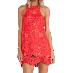 Mini red lace lovers and friends dress